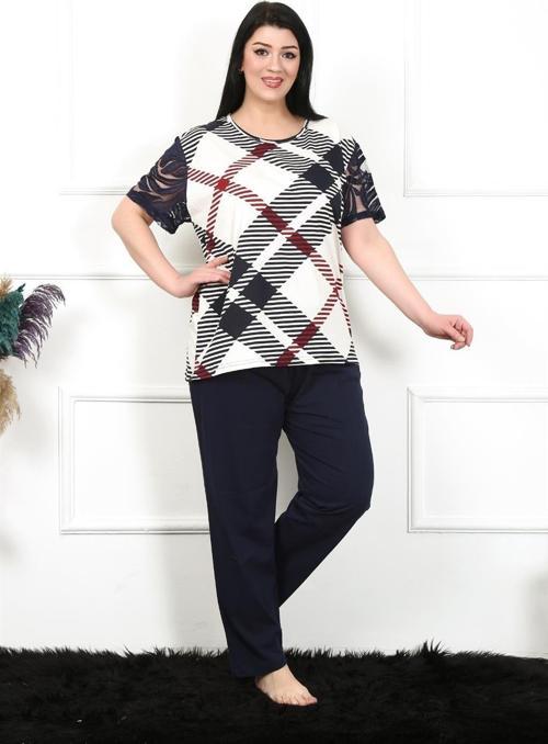 Kadın 5XL-6XL-7XL-8XL Büyük Beden Kısa Kol Pijama Takım 75003