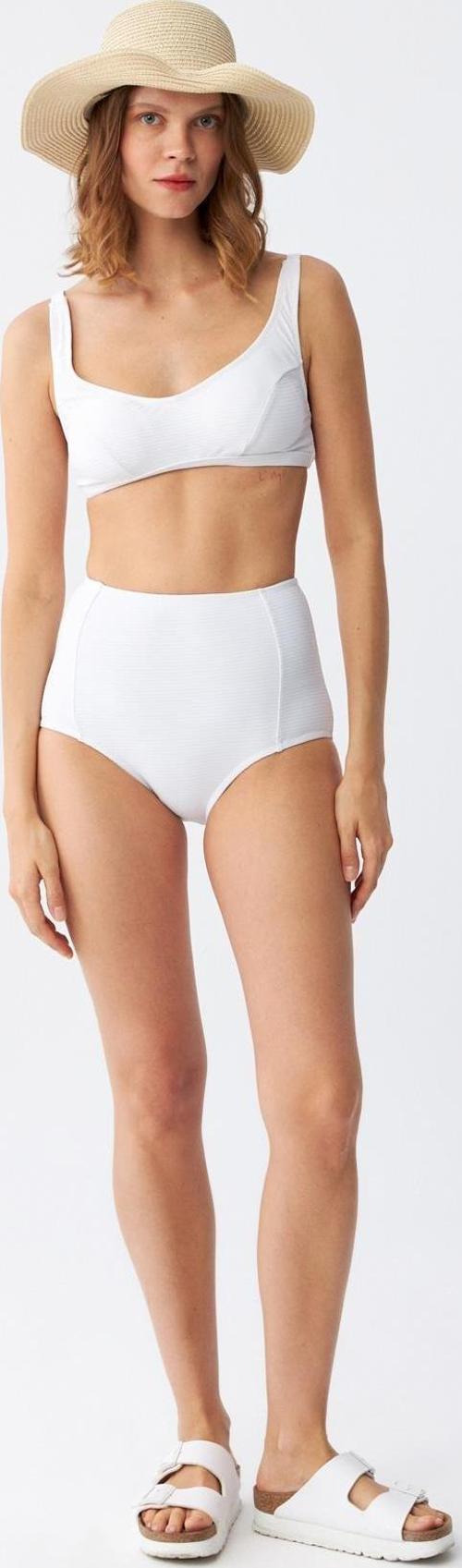 Kadın Beyaz Pedli Yüksek Bel Bikini Takımı