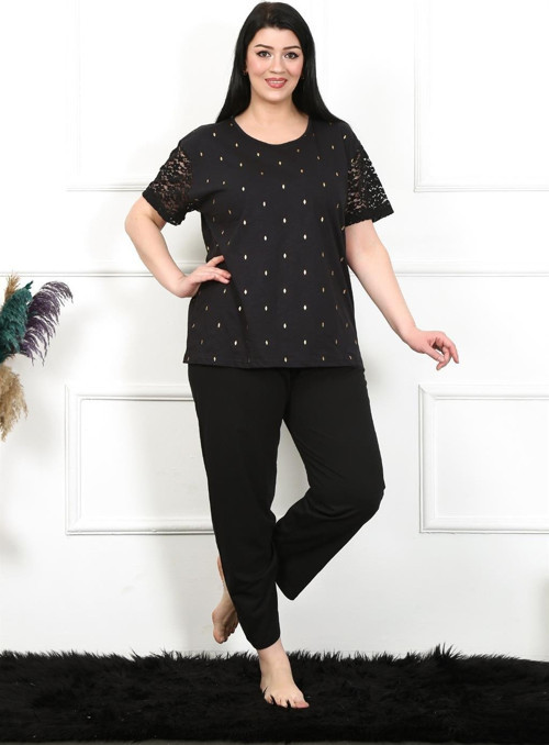 Kadın 5XL-6XL-7XL-8XL Büyük Beden Kısa Kol Pijama Takım 75006