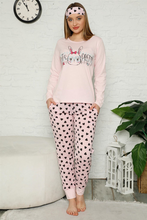 Kadın %100 Pamuk Penye Kısa Kol Pijama Takım 2748