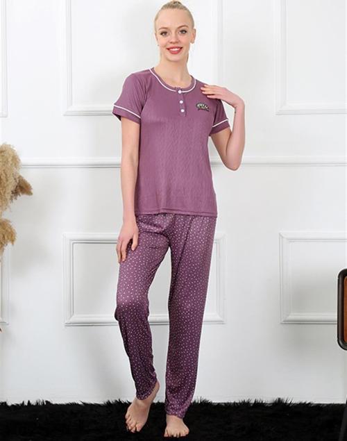 Kadın Mürdüm Kısa Kol Pijama Takım 20388