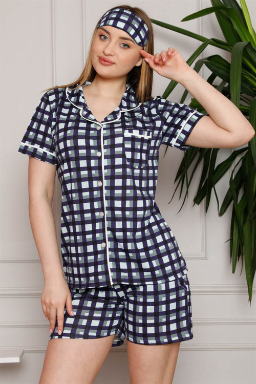 Kadın %100 Pamuk Penye Kısa Kol Şortlu Pijama Takım 4331