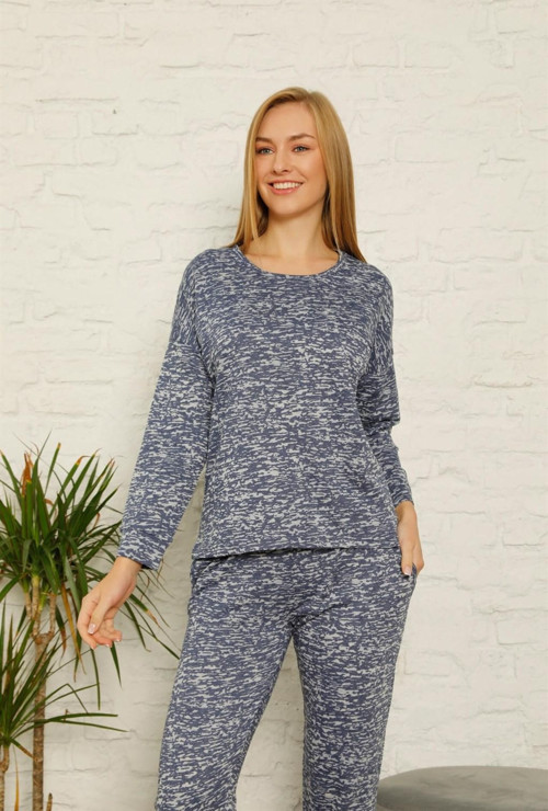 Kadın %100 Pamuk Penye Kışlık Pijama Takımı 3436