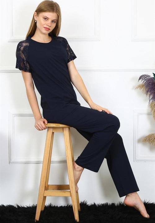 Kadın Kolu Dantelli Penye Pijama Takım 4150