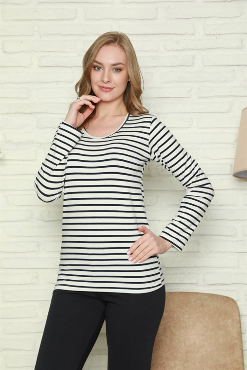 Kadın %100 Pamuk Penye Uzun Kol Pijama Takım 2742