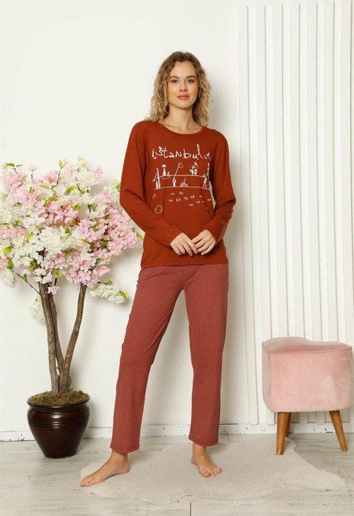 Kadın Penye Uzun Kol Pijama Takım 4108