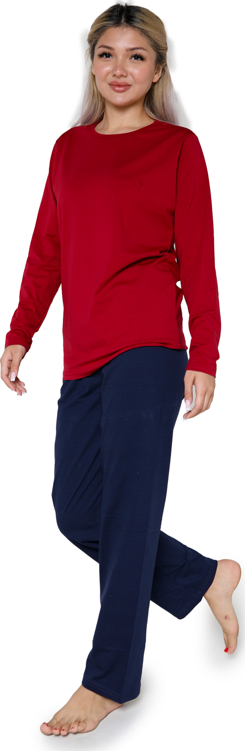 Kadın Uzun Kol Penye Pijama Takımı Bordo 41110