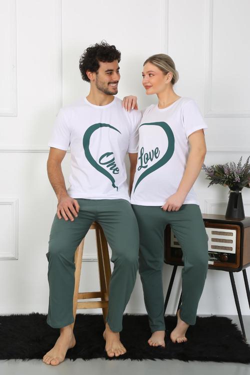 Kadın Pamuk Penye Sevgili Kombini Pijama Takımı Beyaz 50127 Tek Takım Fiyatıdır