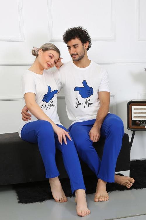 Kadın Pamuk Penye Sevgili Kombini Pijama Takımı Beyaz 50129 Tek Takım Fiyatıdır