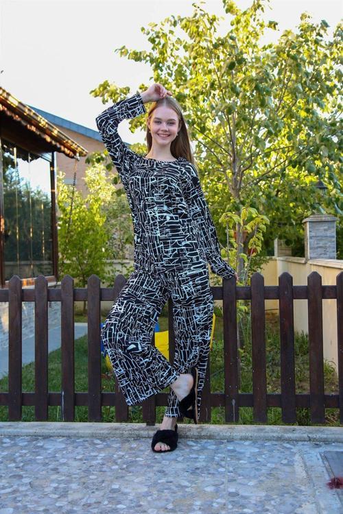 Kadın Penye Bol Paça Pijama Takım 4121