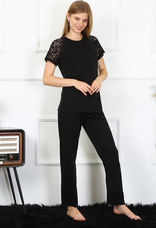 Kadın Kolu Dantelli Penye Pijama Takım 4147