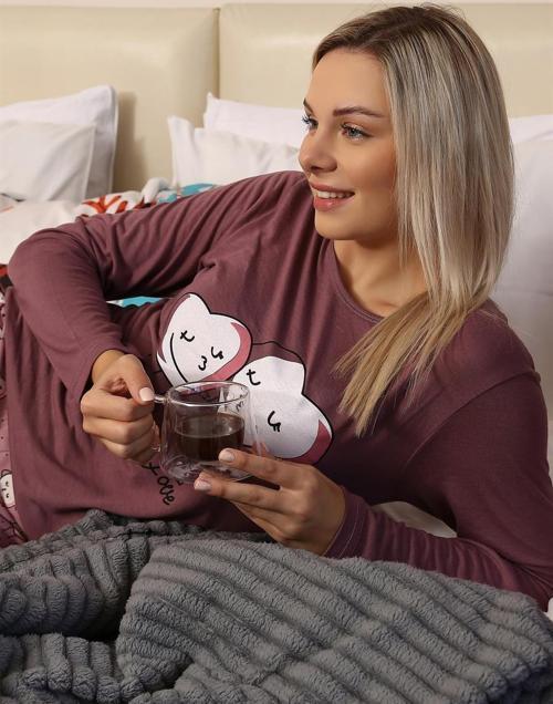 Kadın Penye Uzun Kol Pijama Takım 4187