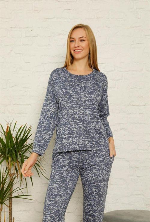 Kadın %100 Pamuk Penye Kışlık Pijama Takımı 3436