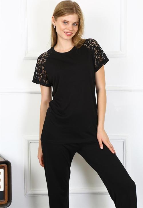 Kadın Kolu Dantelli Penye Pijama Takım 4147