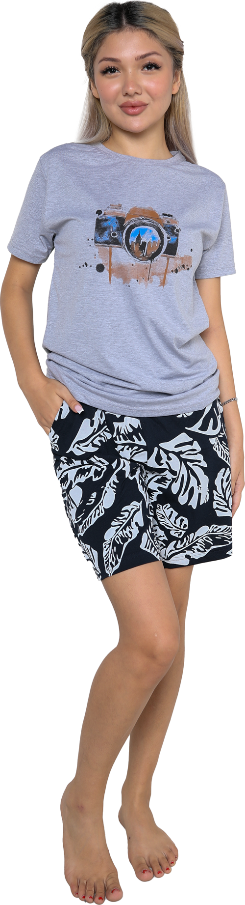 Kadın Kısa Kol Şortlu Pijama Takım 3626