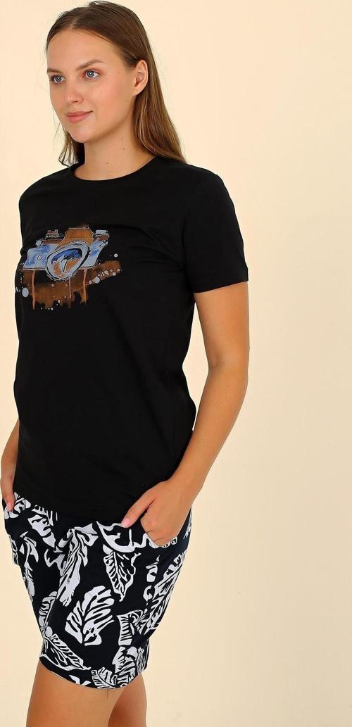 Kadın Şortlu Kısa Kol Penye Pijama Takım Siyah 3622