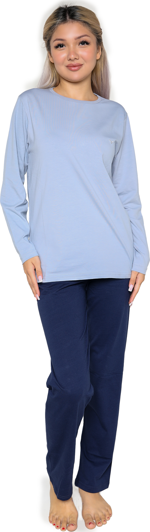 Kadın Uzun Kol Penye Pijama Takımı Lila 41110