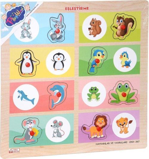 ONY-366-367 Ahşap Tutmalı Eşleştirme -Hayvanlar ve Yavruları