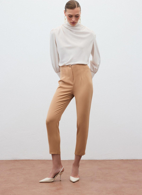 Yüksek bel pantolon - CAMEL
