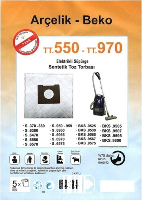 Compact S 6570 Uyumlu Süpürge Bez Toz Torbası 25 Adet