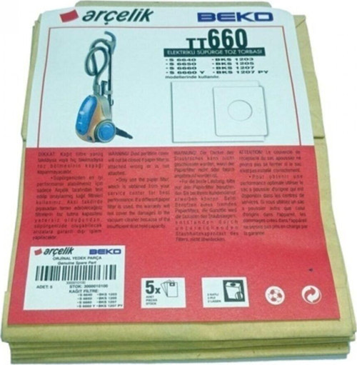 Arçelik S 6660 Toz Torbası Kağıt 5 Adet