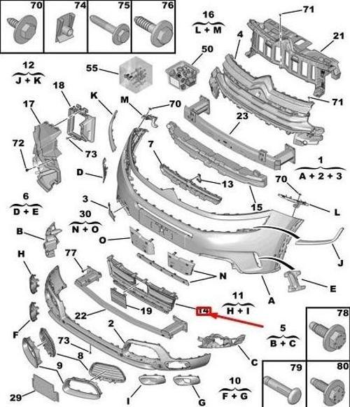 Ön Tampon Alt Izgarası Psa C5 Aırcross (C84) B.M 19- (Oem No: 98253477Xt)