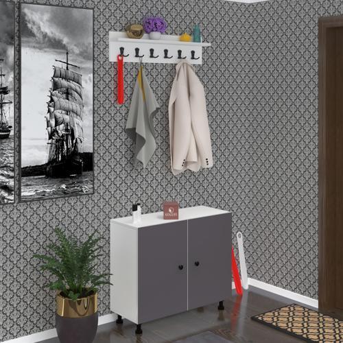 portmanto ayakkabılık ve askılık tomak4 gribyz 68*100*32 yirmi çift ayakkabı kapasitesi