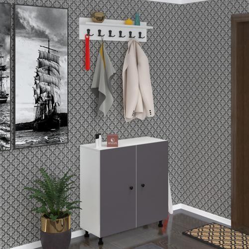 portmanto ayakkabılık ve askılık tomak5 gribyz 83*100*32 yirmibeş çift ayakkabı kapasitesi