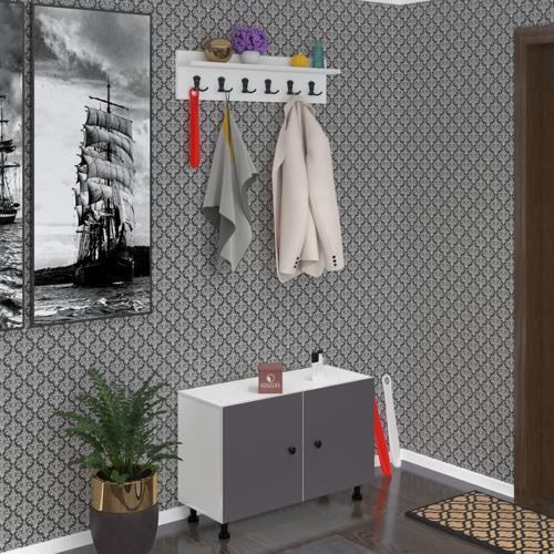 portmanto ayakkabılık ve askılık sandal3 gribyz 53*120*32 onsekiz çift ayakkabı kapasitesi