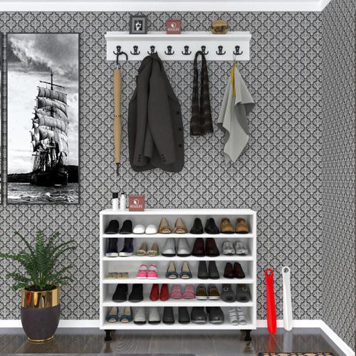 ayakkabılık fotin5 byz 83*100*30 kapaksız 5 raflı 25 çift ayakkabı kapasitesi