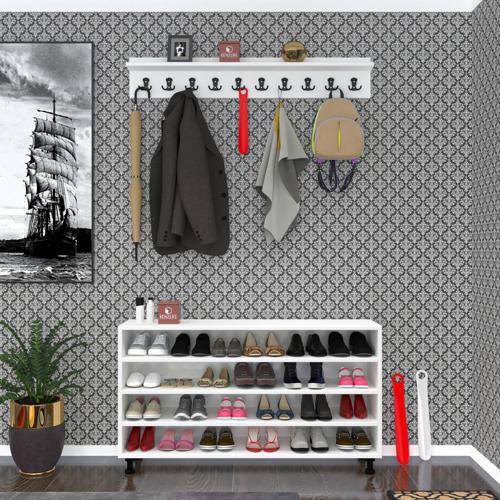 ayakkabılık nalın4 byz 68*120*30 kapaksız 4 raflı 24 çift ayakkabı kapasitesi