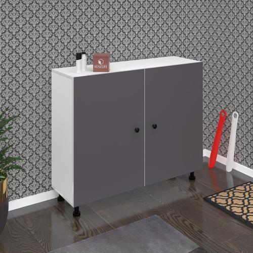 ayakkabılık merkub5 gribyz 83*100*32 kapaklı 5 raflı 25 çift ayakkabı kapasitesi