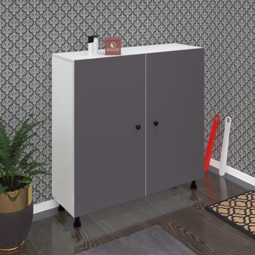 ayakkabılık merkub6 gribyz 98*100*32 kapaklı 6 raflı 30 çift ayakkabı kapasitesi