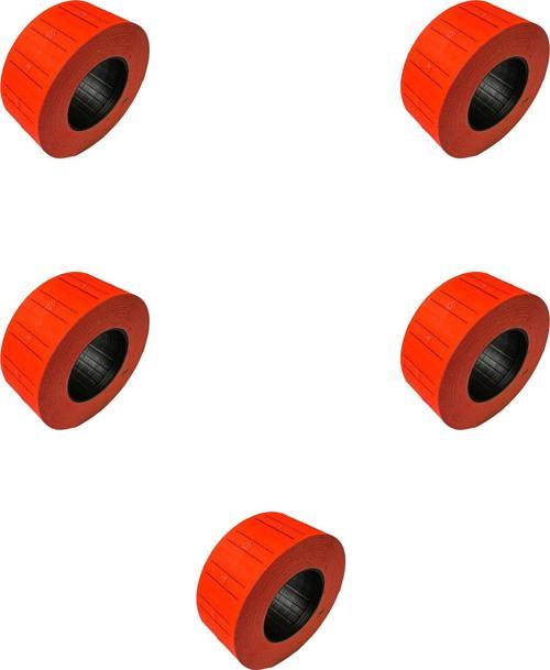 Motex Tanex Makine Etiketi Kraft Fiyatlandırma Numaralandırma Bant-12x21 mm -800'lü -Kırmızı -5 Adet