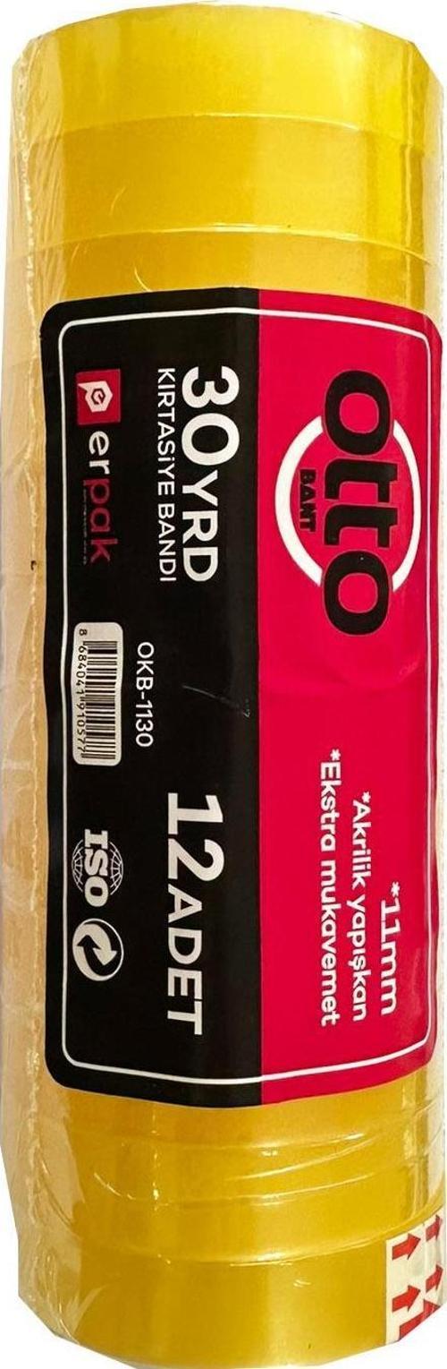 Kırtasiye Para Bandı Aksrilik Yapışkan Selobant -30 YRD -11 mm. -Şeffaf - 12 Adet