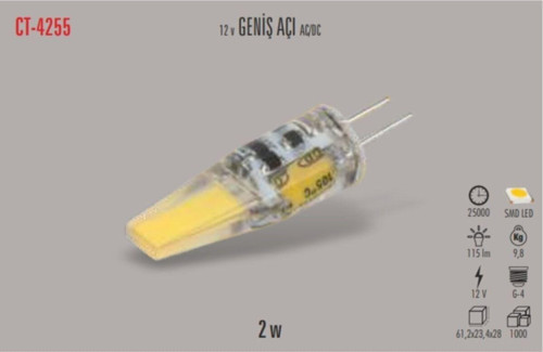 Ct-4255 G4 2W/6500 Beyaz 12V Led Ampul