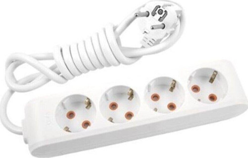 Multi-Let Dörtlü Priz Topraklı Kablolu Çocuk Korumalı 2 Metre -Beyaz