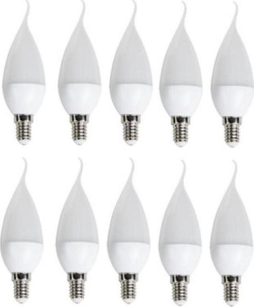 10'Lu Ct-4080 Kıvrık Led Ampul-İnce E14 Duy-Kıvrık Avize Ampülü-Beyaz Işık 6400K