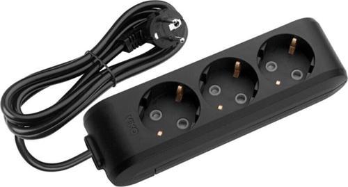 Multi-Let Siyah Üçlü Priz Top Kablolu Ç.K. 2 Mt