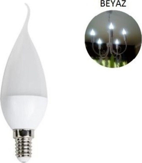 10'Lu Ct-4084 Kıvrık Mum Ledli Buji Led Ampul-E14 Duy-Kıvrık Avize Ampülü-Beyaz Işık 6400K