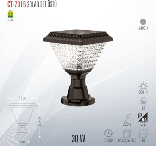 Ct-7315 Solar Set Üstü Beyaz Işık
