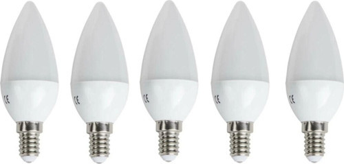- 5 Watt E14 Duylu Kıvrık Led Mum Ampul - Gün Işığı - (5 Adet)