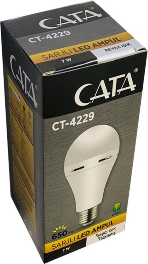 7 Watt E27 Duylu Şarjlı Led Ampul Ct-4229 - Günışığı
