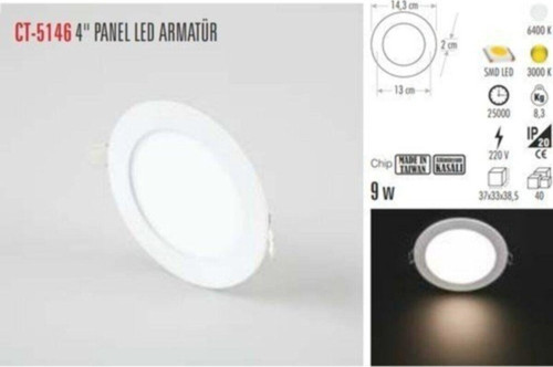 Ct-5146 Beyaz 9W Panel Led Armatür