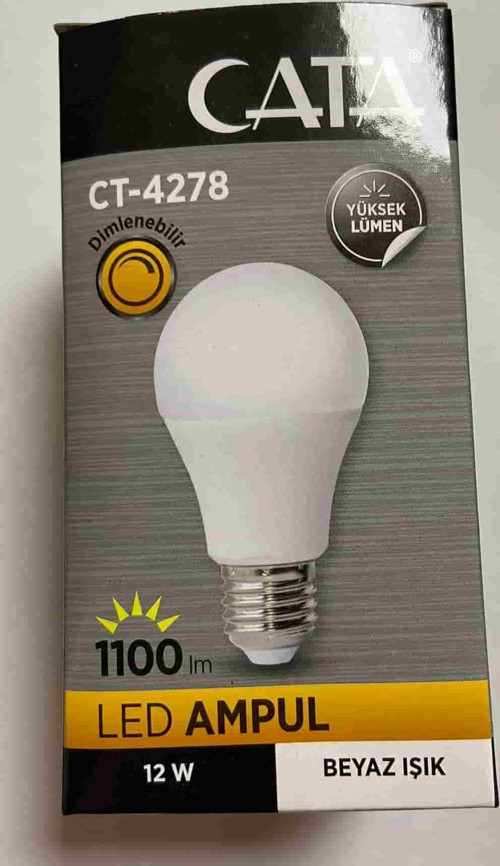 2 Adet 12W Beyaz Dimlenebilir Led Ampul E27 6400K Ct 4278