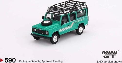 Çocuk Mini GT 1/64 Land Rover Defender 110 1985 County Station Wagon Trident Green