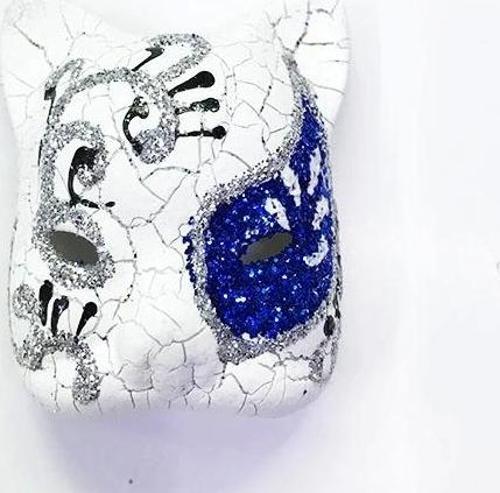 Çocuk Mavi Renk İşlemeli Seramik Malzemeden İmal Venedik Kedi Model Magnet