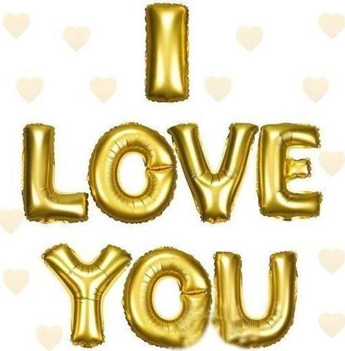 Çocuk I Love You Folyo Balon Altın Renk 35 CM