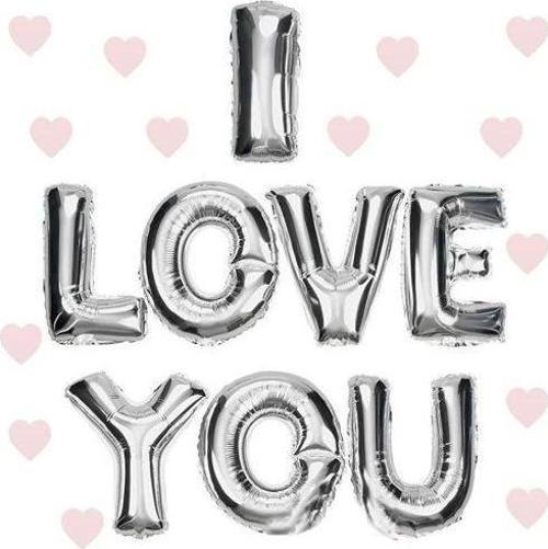 Çocuk   I Love You Folyo Balon Gümüş Renk 35 CM