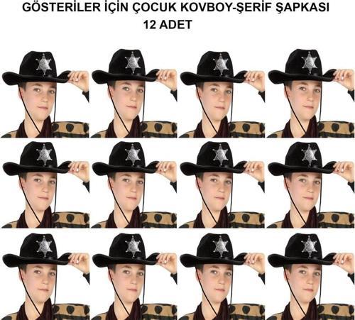 Kovboy Şerif Şapkası Siyah 12 Adet – Eğlenceli ve Temalı Etkinlikler İçin Harika Seçim